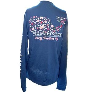 Vineyard Vines Valentine's Day Cupid Whale Blue Long-Sleeve Size XS